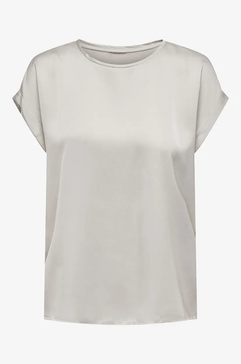 ONLY Topp onlLieke S/s Satin Mix Top Wvn - Grå