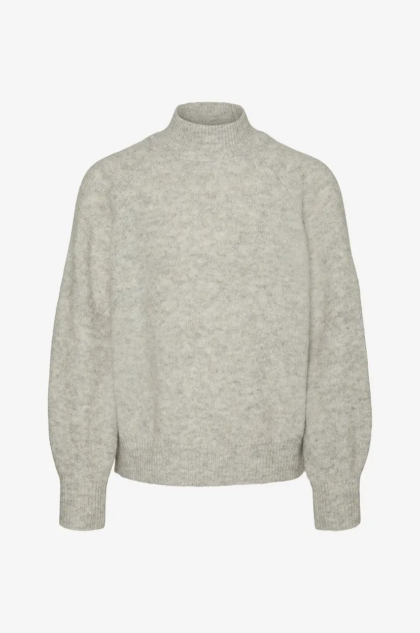 Vero Moda Girl Genser vmLeaf LS High Neck Pullover Girl - Grå