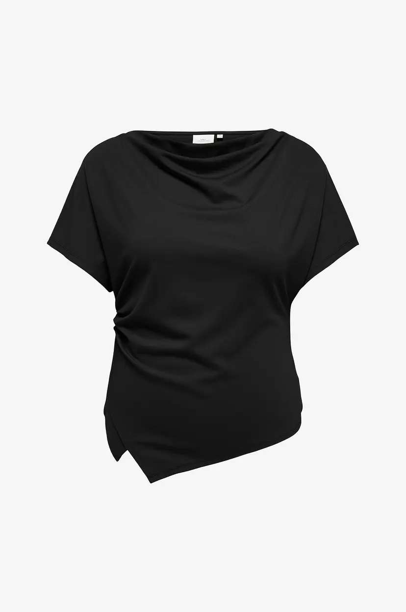 Only Carmakoma Topp Carember S/S Waterfall Top Jrs - Svart