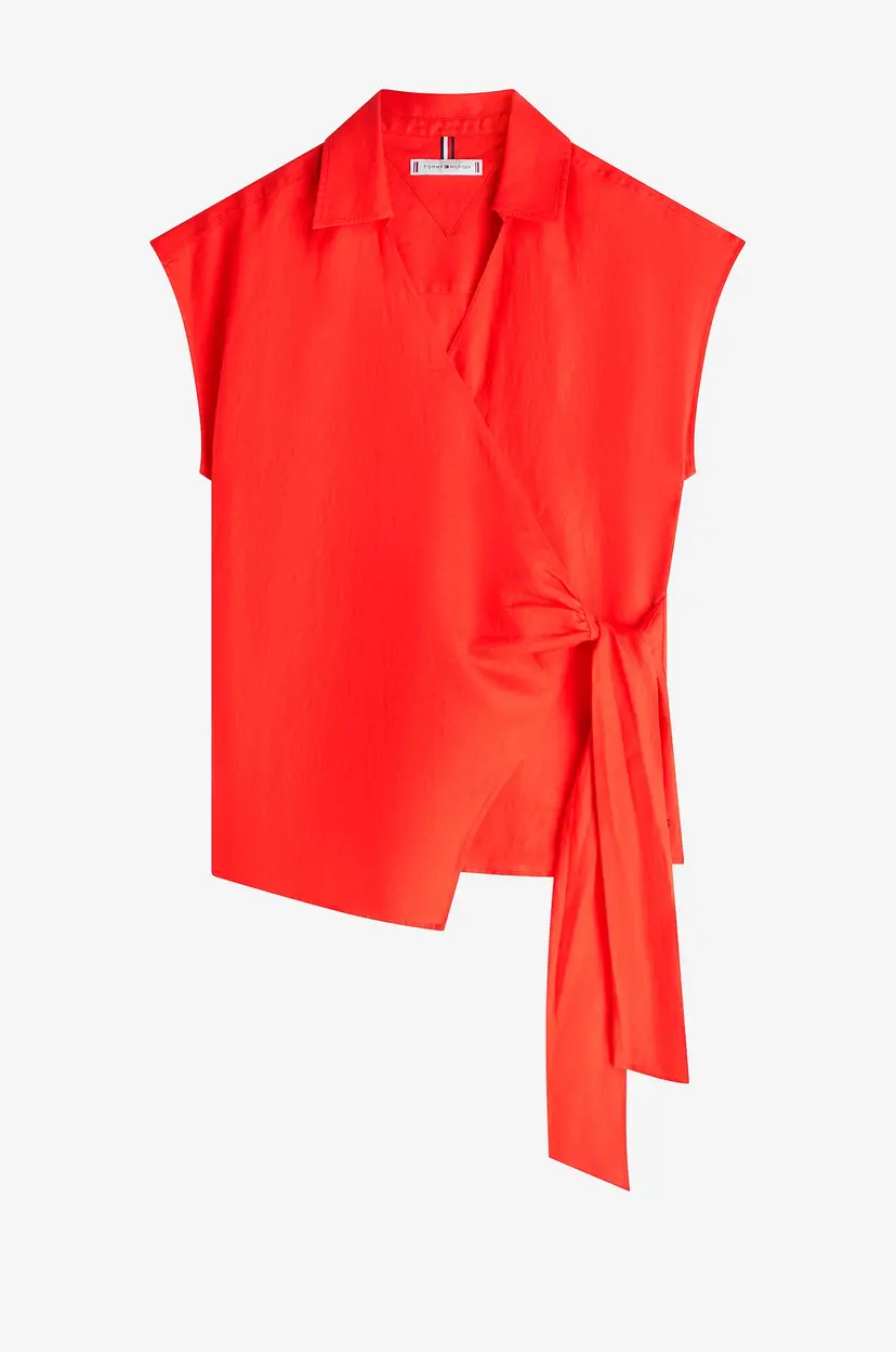 Tommy Hilfiger Linbluse Linen Knot NS - Rød
