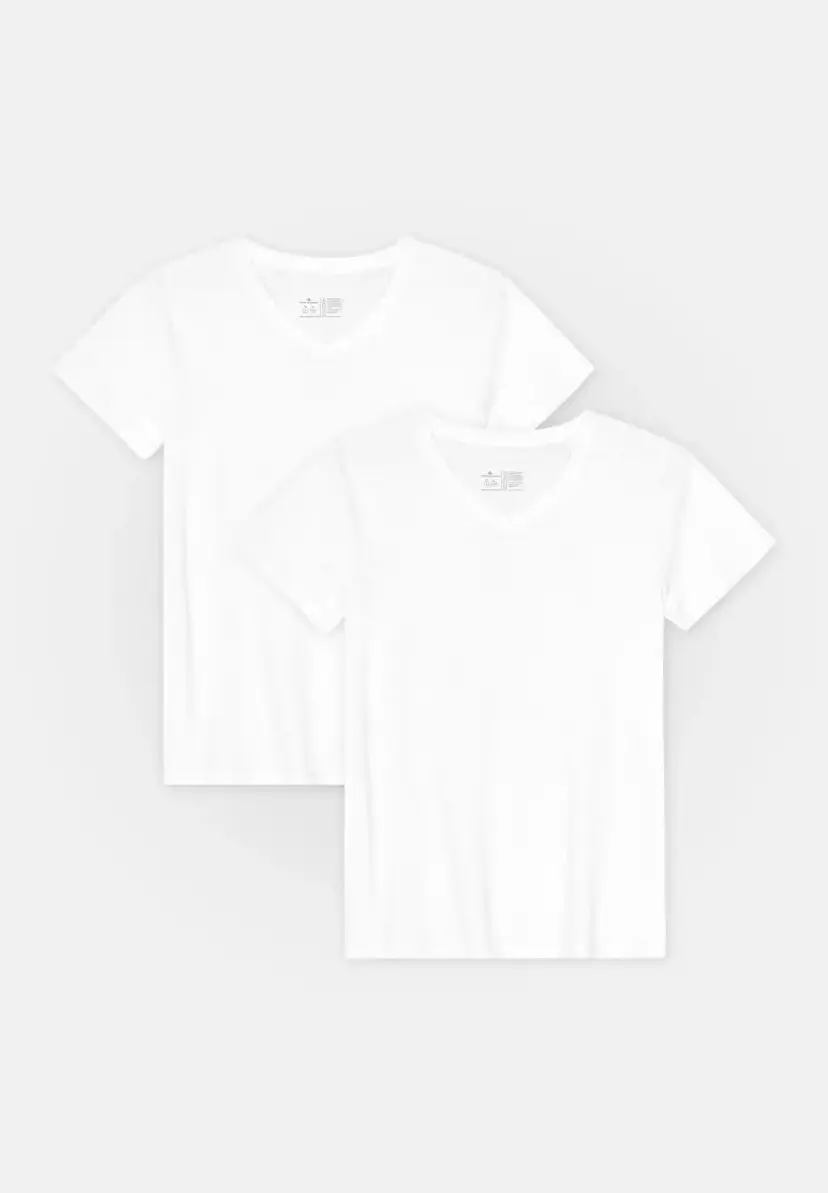 DANISH ENDURANCE DANISH ENDURANCE V NECK T-SHIRT, Hvid Størrelse S, Modal og 50% Økologisk Bomuld, Oeko-Tex Certificeret