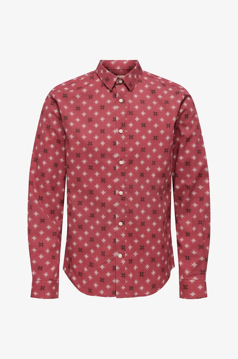 Only & Sons Skjorte onsElf Xmas Aop Slim Poplin LS Shirt - Rød