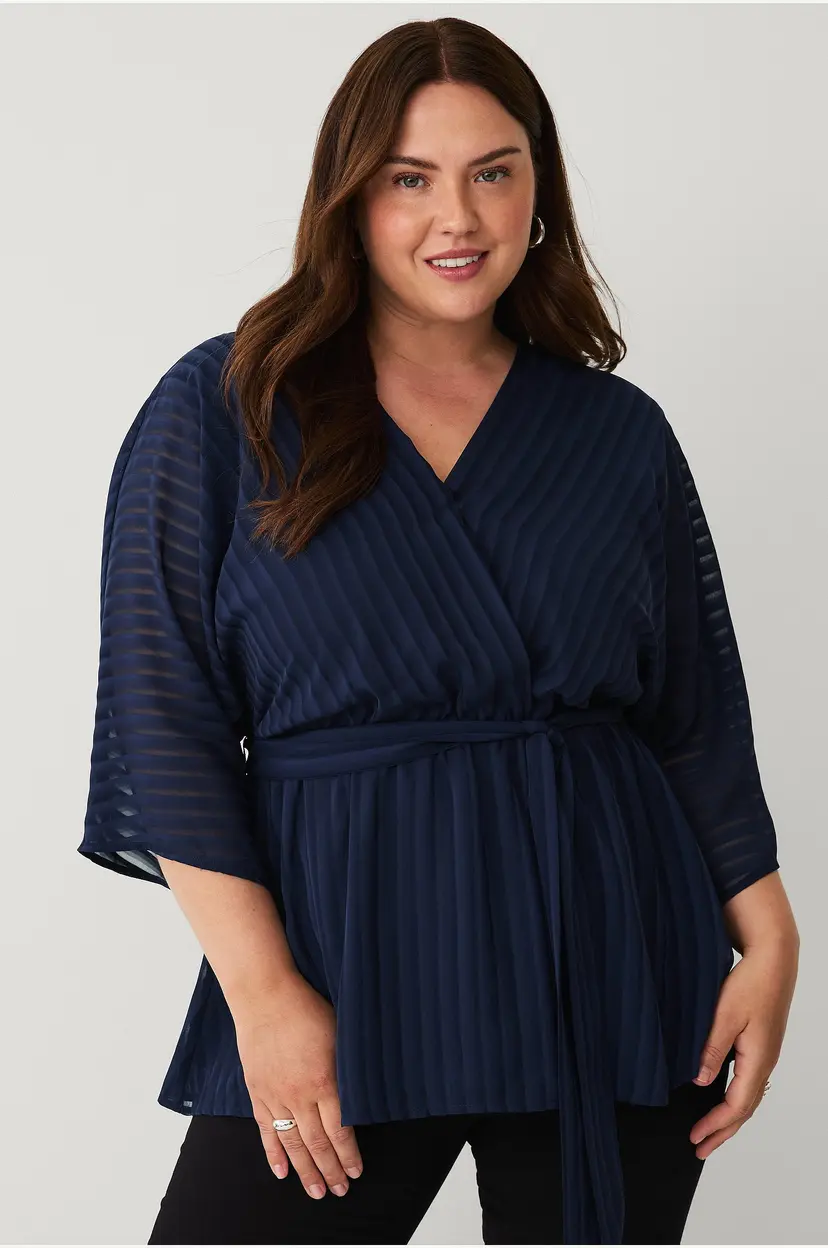 Ellos Plus collection Bluse med V-hals - Blå