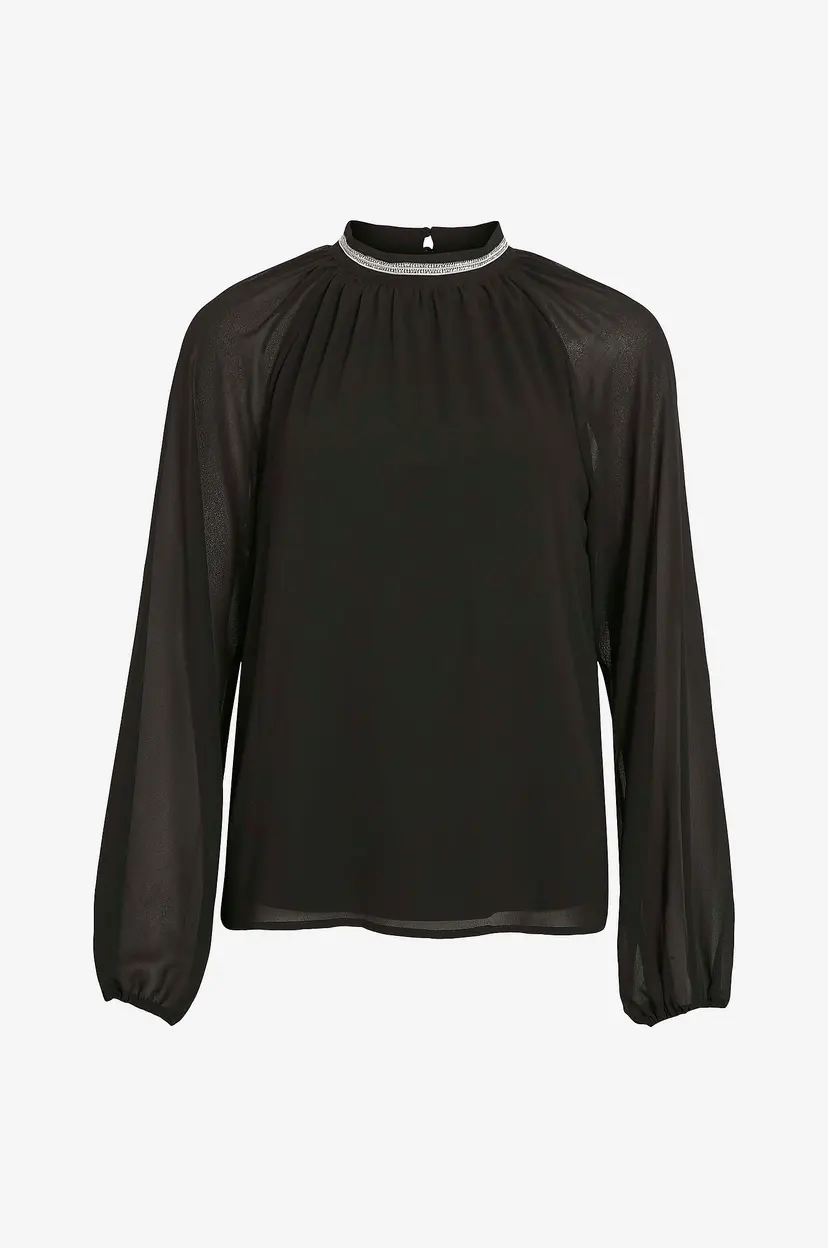 Vila Topp viAnlis High Neck L/S Top - Svart
