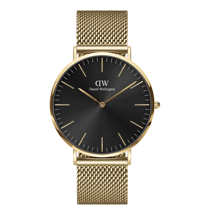 Daniel Wellington Gold 40mm Watch Classic Mesh Onyx | DW