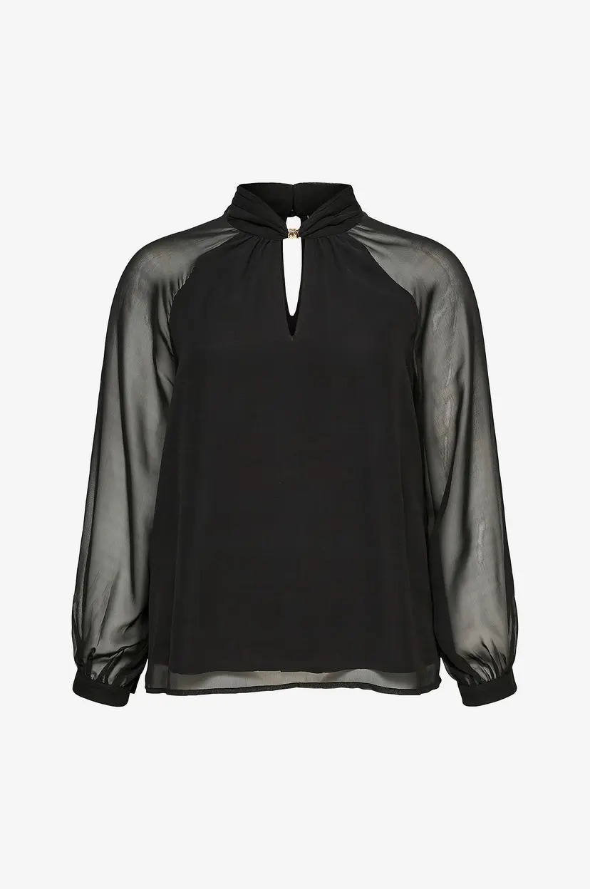 Vero Moda Curve Bluse Vmcmolly Detail Ls Top Wvn Cur - Svart
