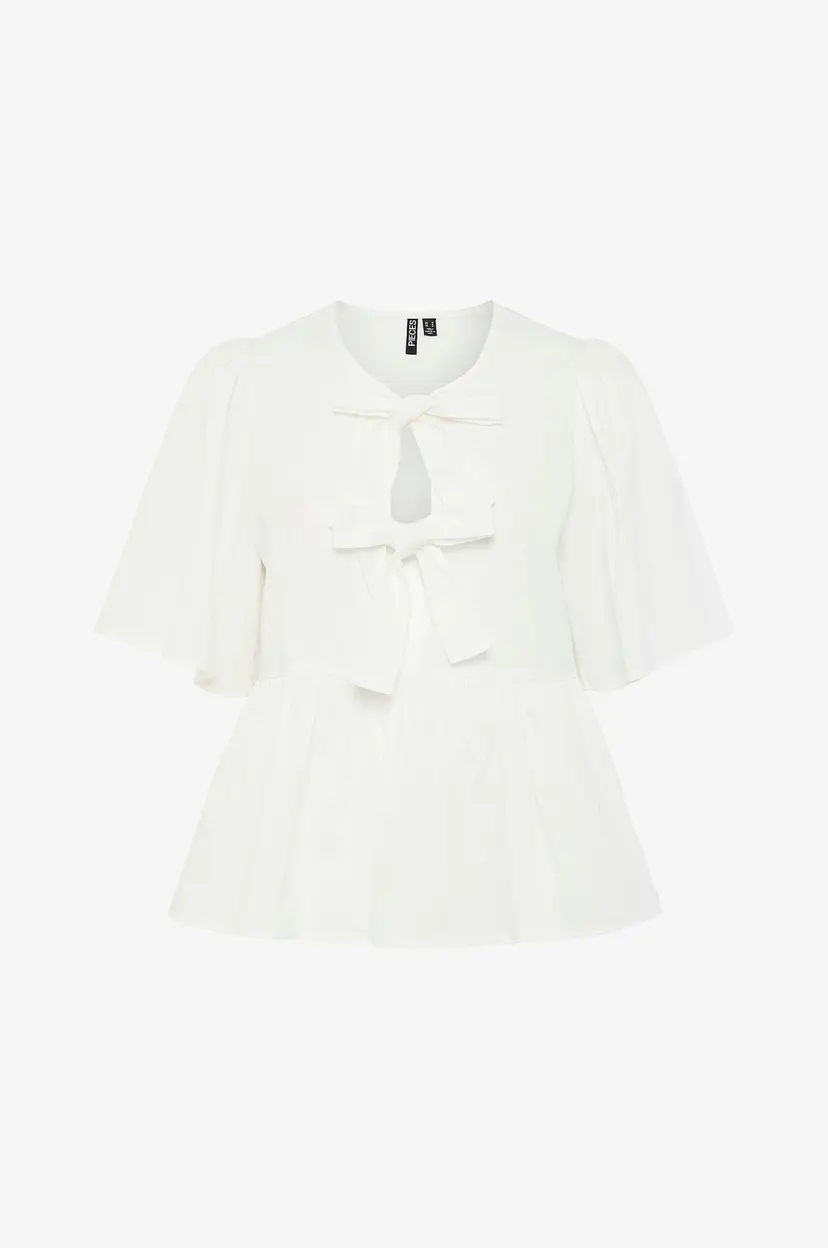 Pieces Bluse pcMaya SS O-neck Bow Top - Hvit