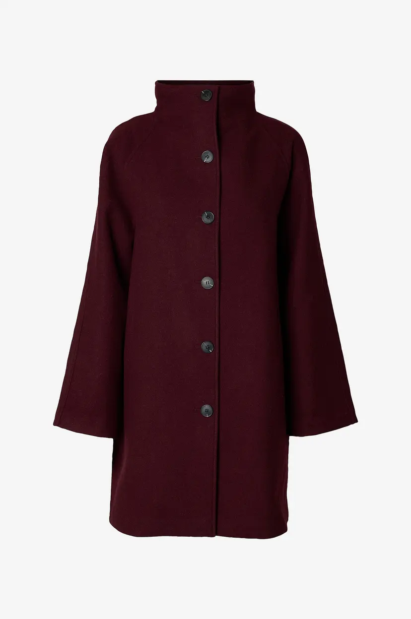 Selected Women Ullkåpe Slwzia-vinni Wool Blend - Rød
