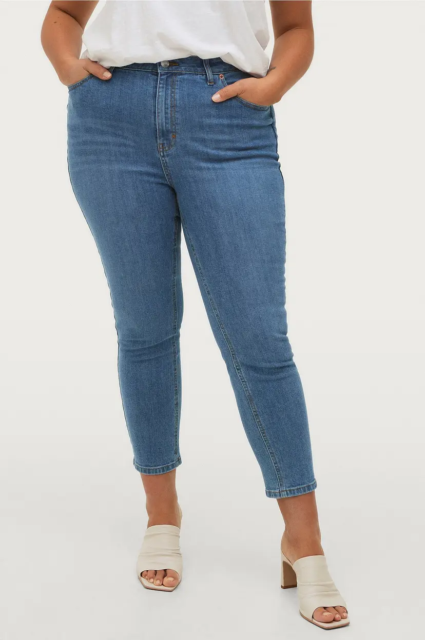 Ellos Plus collection Smale stretchjeans ankelhøyde - Blå