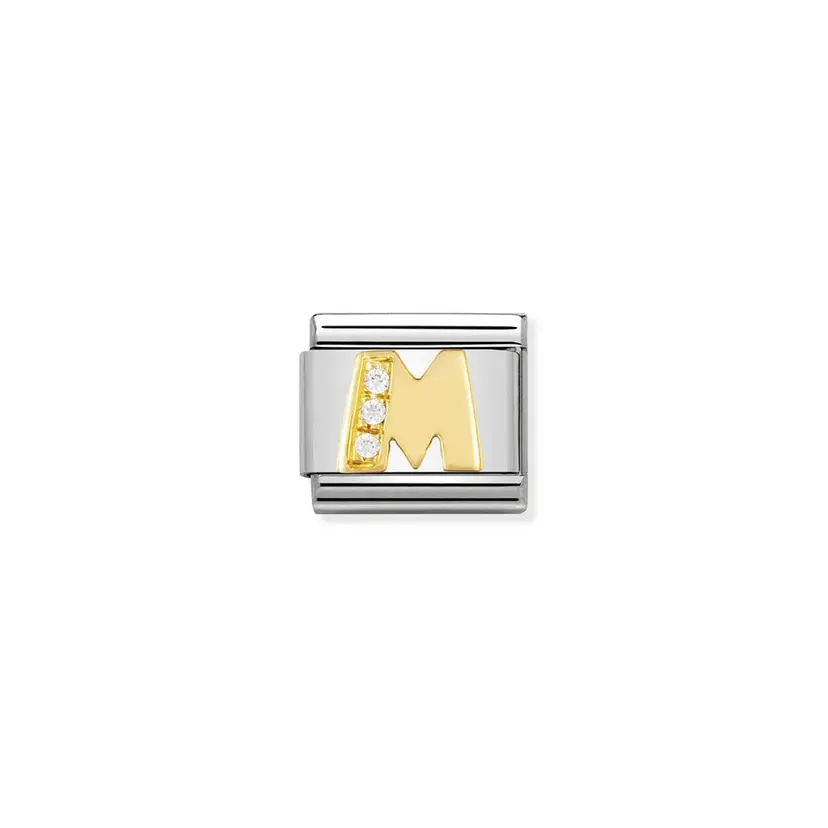 Nomination Cubic Zirconia Letter M Gold