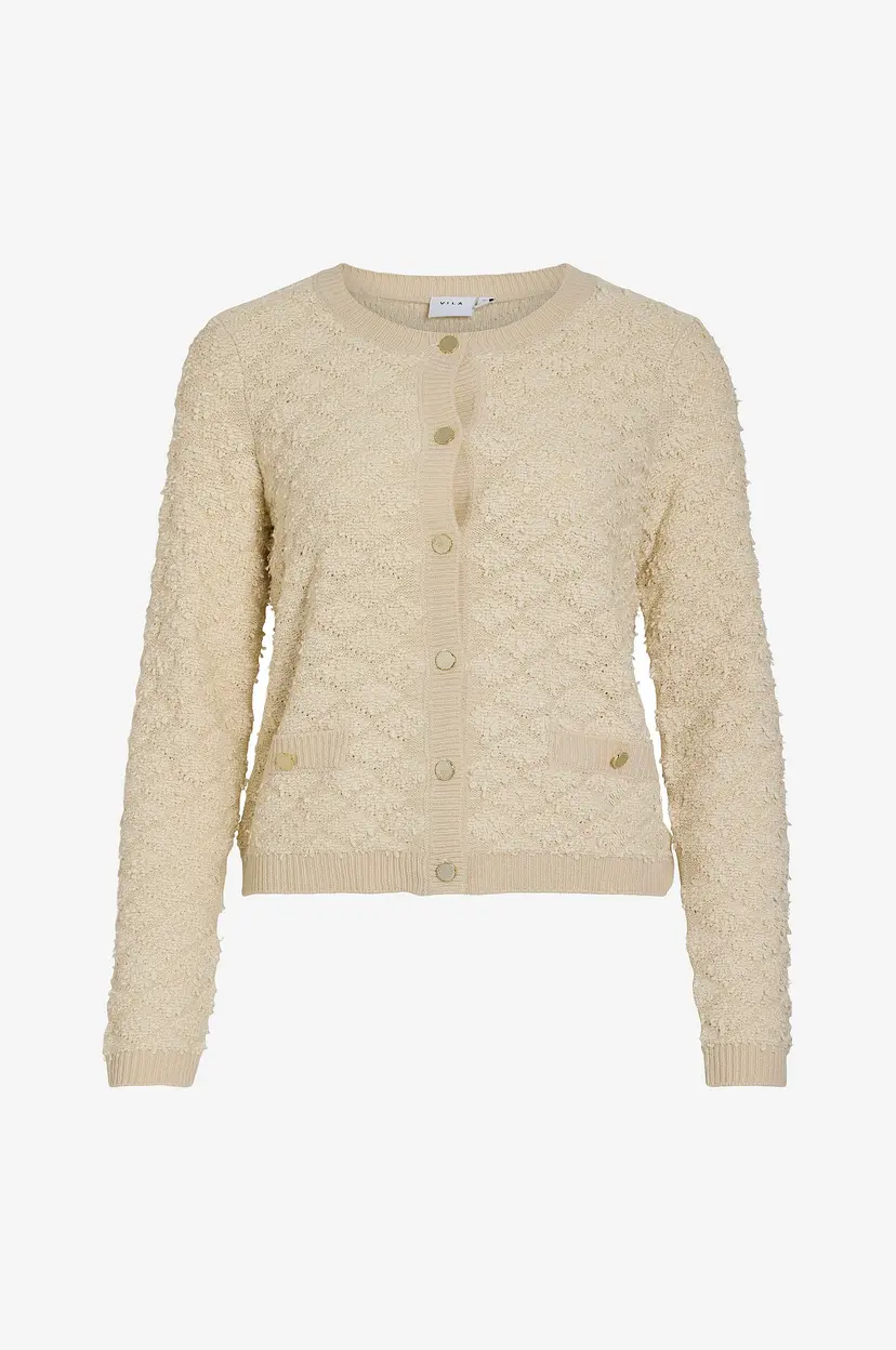 Vila Kardigan viIneyah O-neck L/S Button Knit Cardigan - Beige