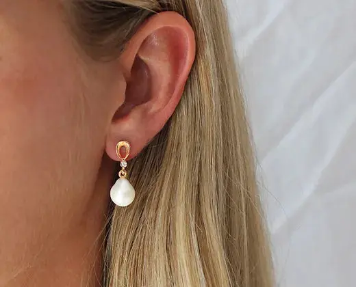Per Borup Per Borup - Violina 14kt øreringe med perle og brillant - 1089ØX