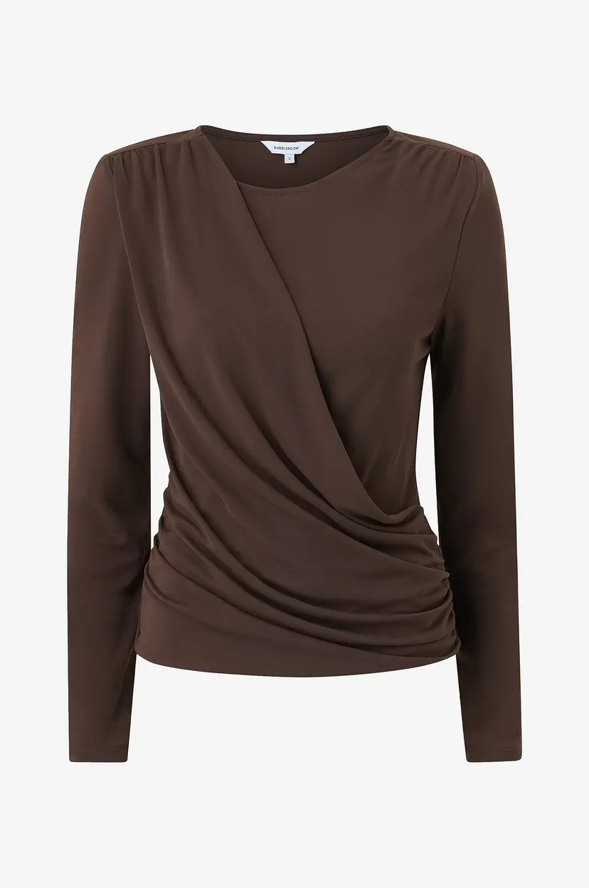 Bubbleroom Langermet topp Drapy Top - Brun