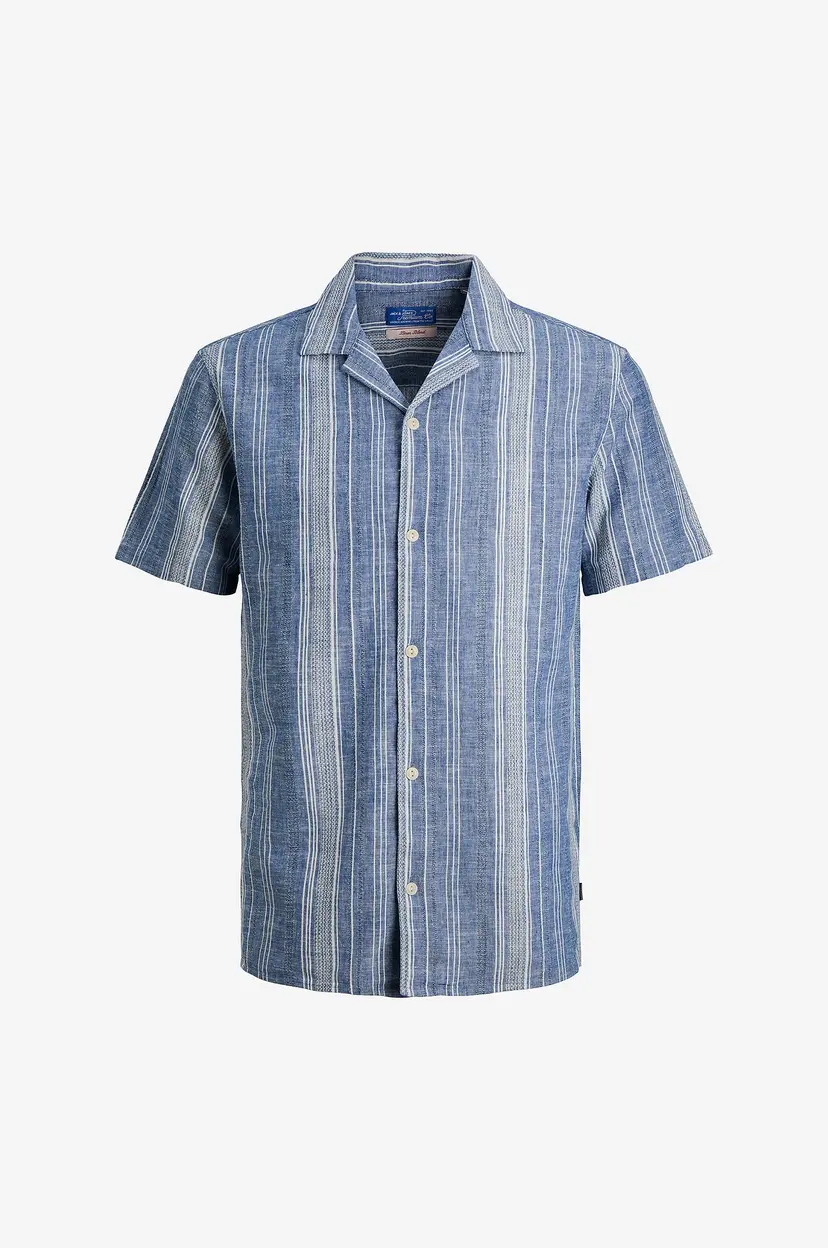Jack & Jones Skjorte jprBlusummer Lin. Blen Dobby SS - Blå