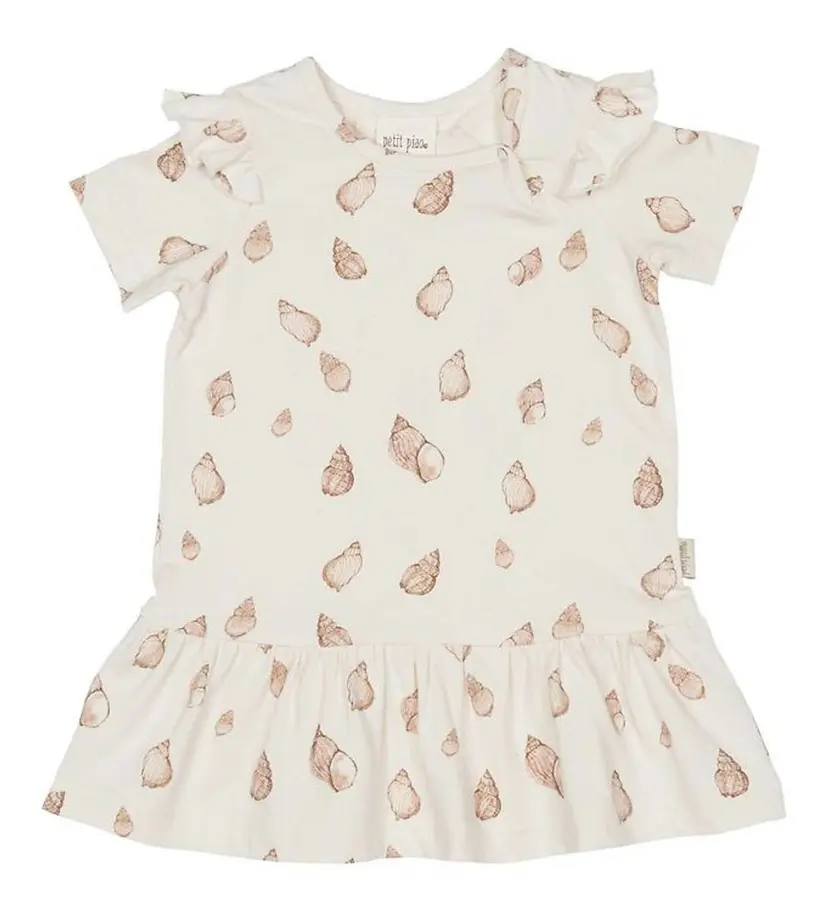 Petit Piao Petit Piao kjole SS Printed, Seashell (80 / 1 år)