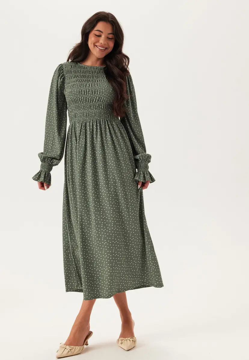 Bubbleroom Structure Long Sleeve Midi Dress