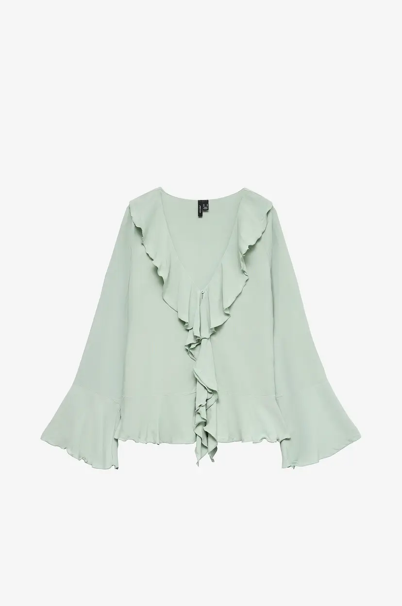 Vero Moda Bluse vmMerry LS Frill Top Wvn Exp - Grønn