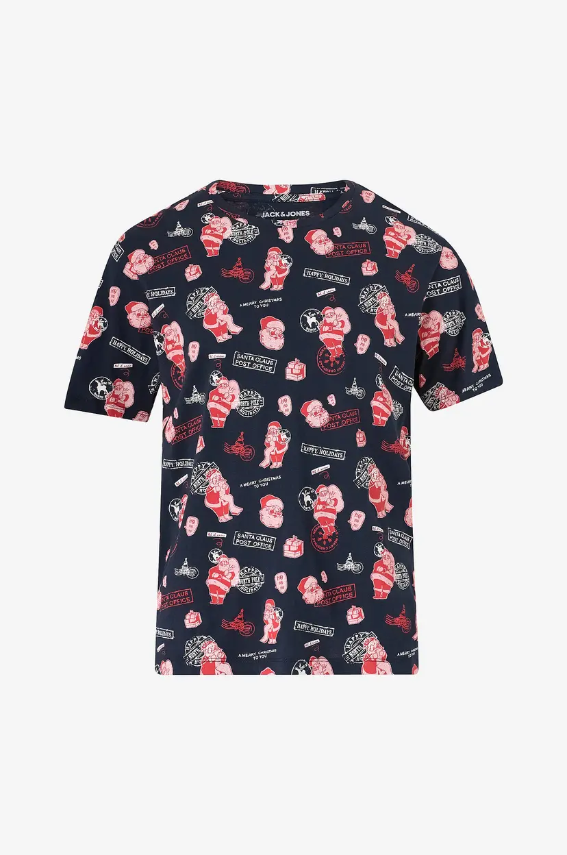 Jack & Jones T-skjorte jjXmas Aop SS Crew Neck - Blå
