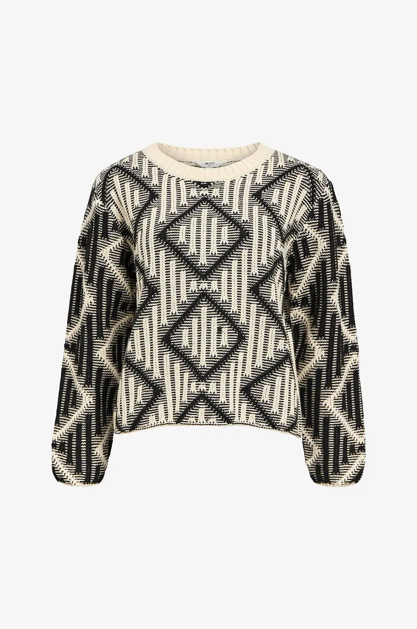 Object Collectors Item Genser objFerka RE L/S Knit Pullover 137 - Beige