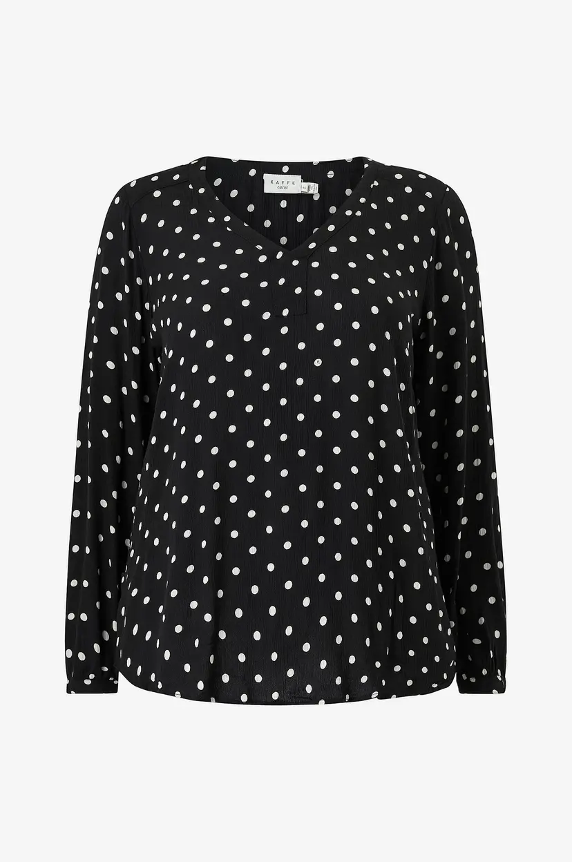 KAFFE Curve Bluse kcAmi LS Blouse Printed - Svart