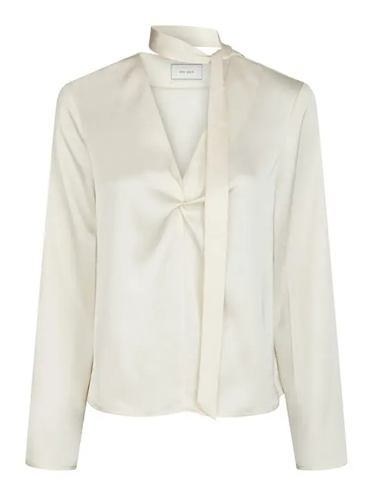 Neo Noir Neo Noir - Susanna Heavy Sateen Blouse - Pearl