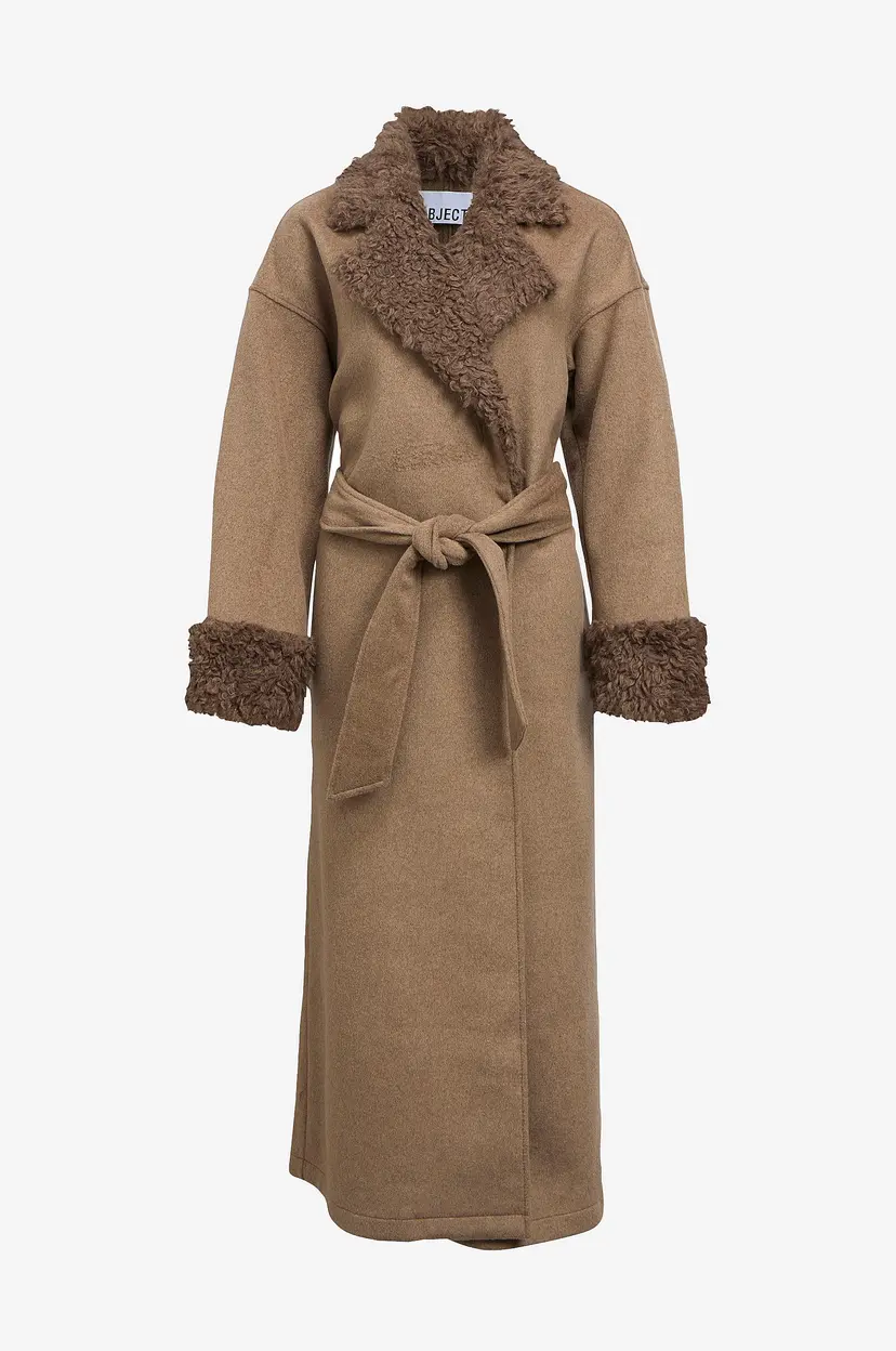 Object Collectors Item Trenchcoat Objclara Shaggy Long Coat 147 - Brun