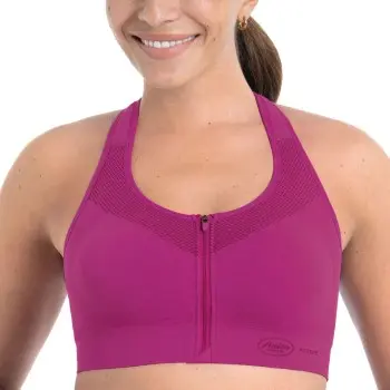Anita Anita BH Active Front Zip Sports Bra Mørkrosa nylon X-Small Dame