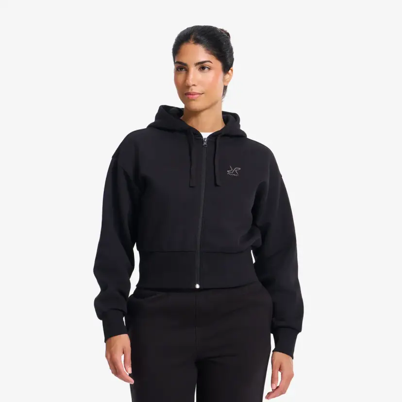 RevolutionRace RVRC Cropped Zip Hoodie Dame Black