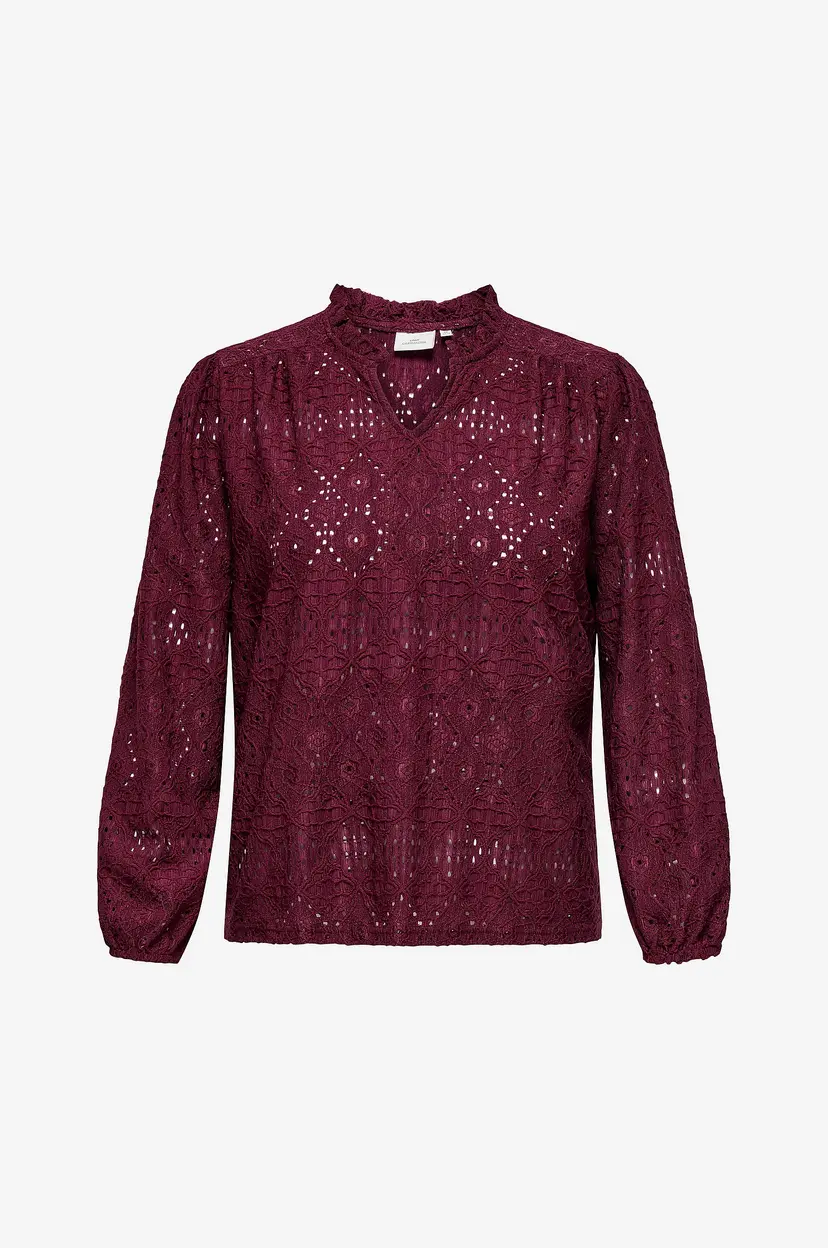 Only Carmakoma Blondebluse carLuzia L/ V-neck Blouse Jrs - Rød