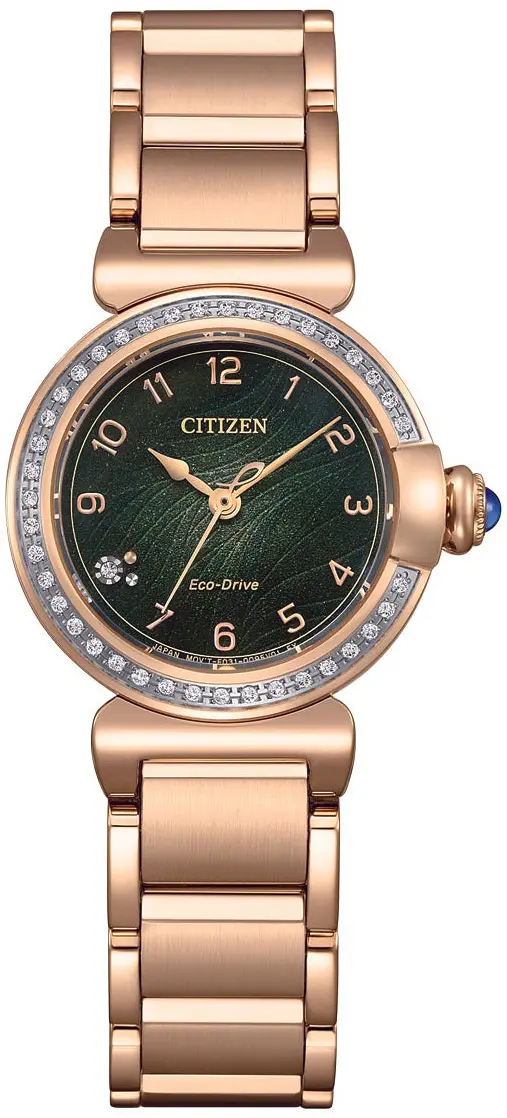 Citizen Citizen Dameklokke EM1123-62X L Grønn/Rose-gulltonet stål Ø26 mm