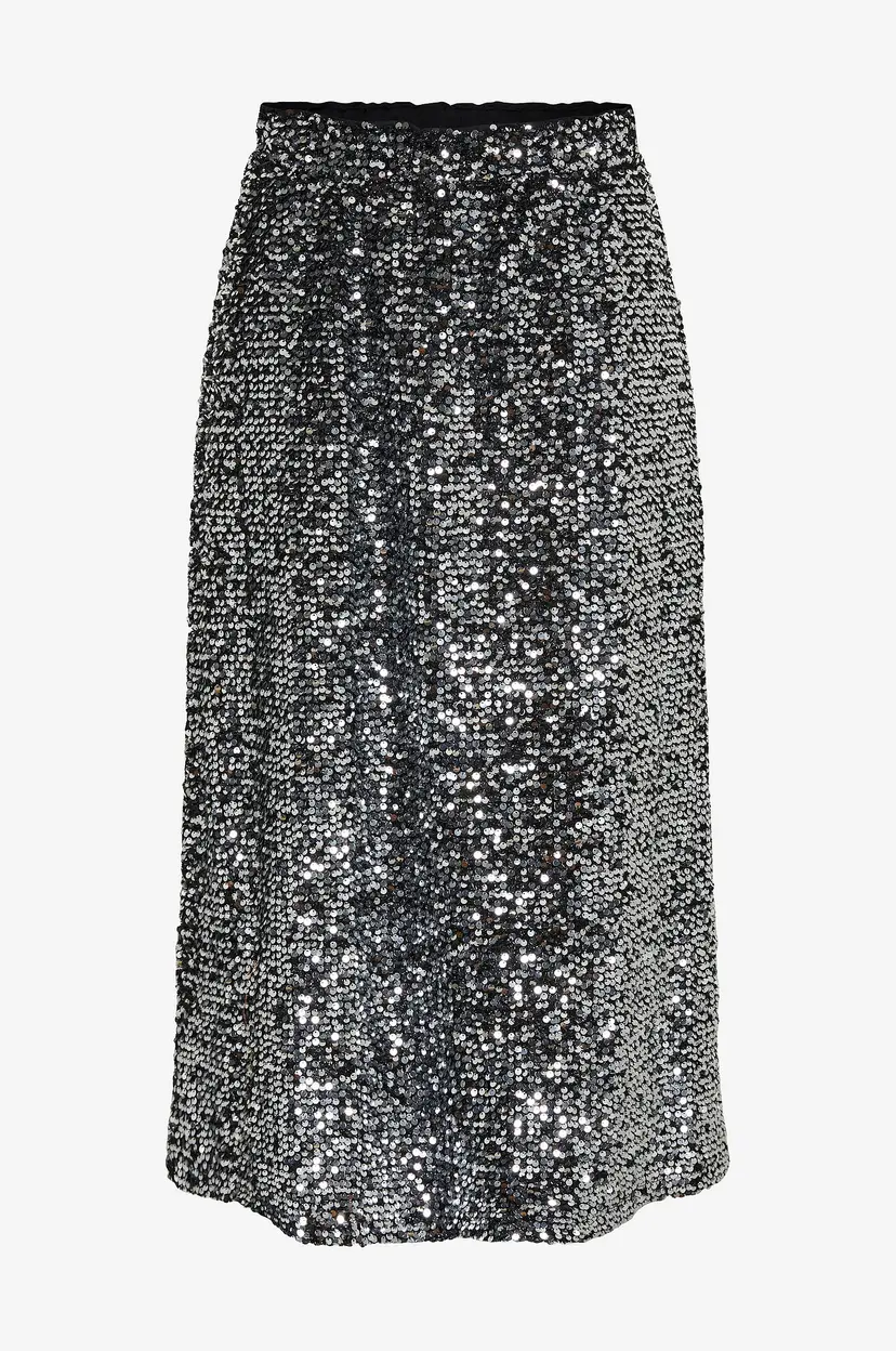 Pieces Skjørt pcSerena Sequin HW Midi Skirt MM - Sølv