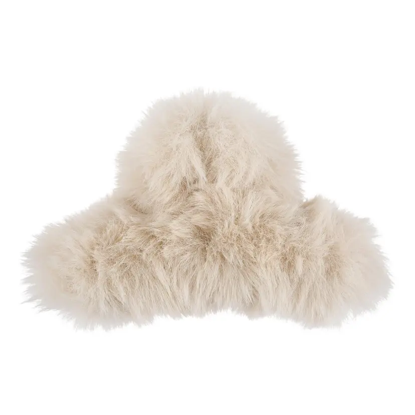 Dark Faux Fur Hair Claw Looped Sand