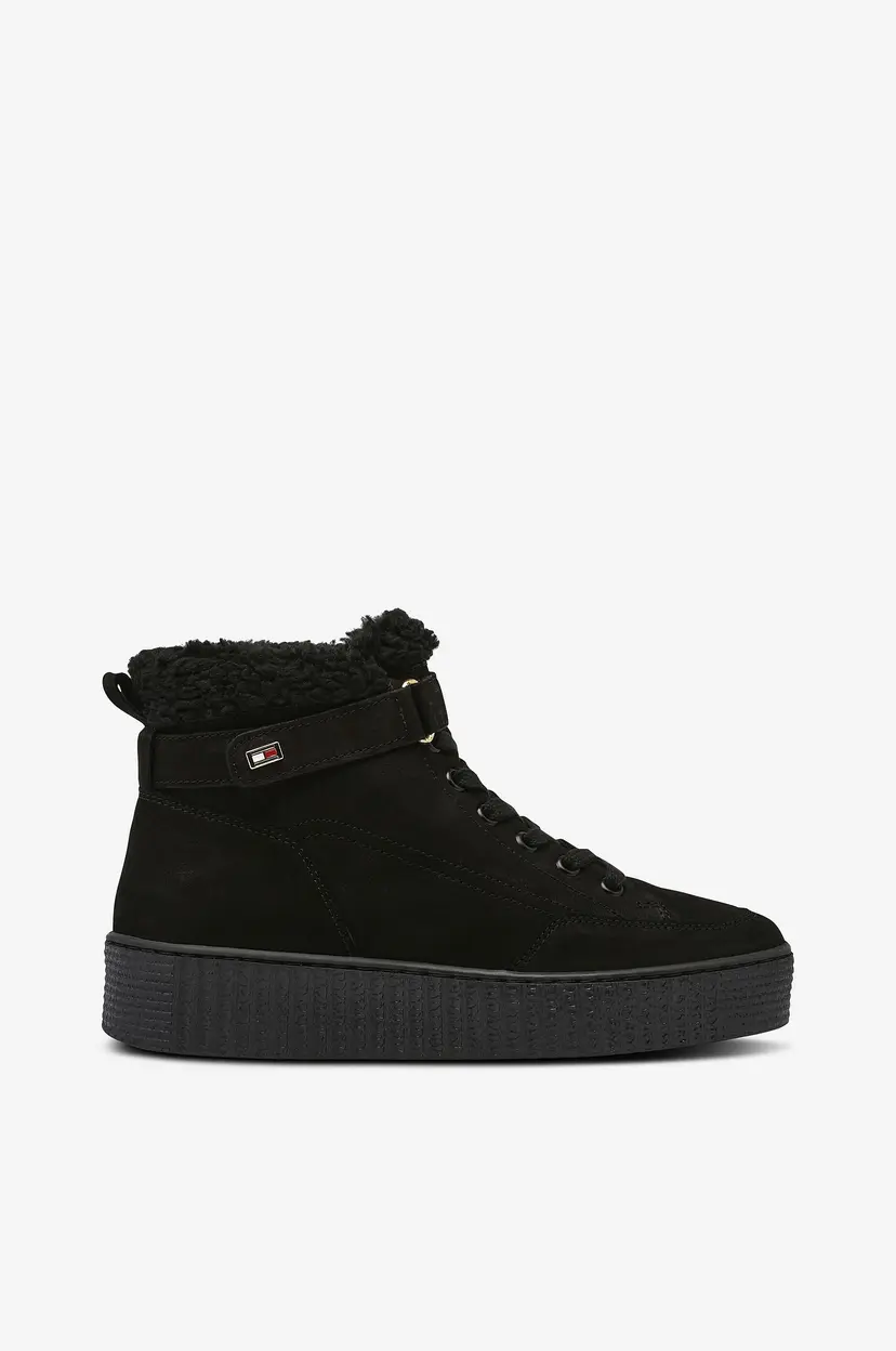 Tommy Hilfiger Boots Faux Fur Nubuck Low Lace-up - Svart