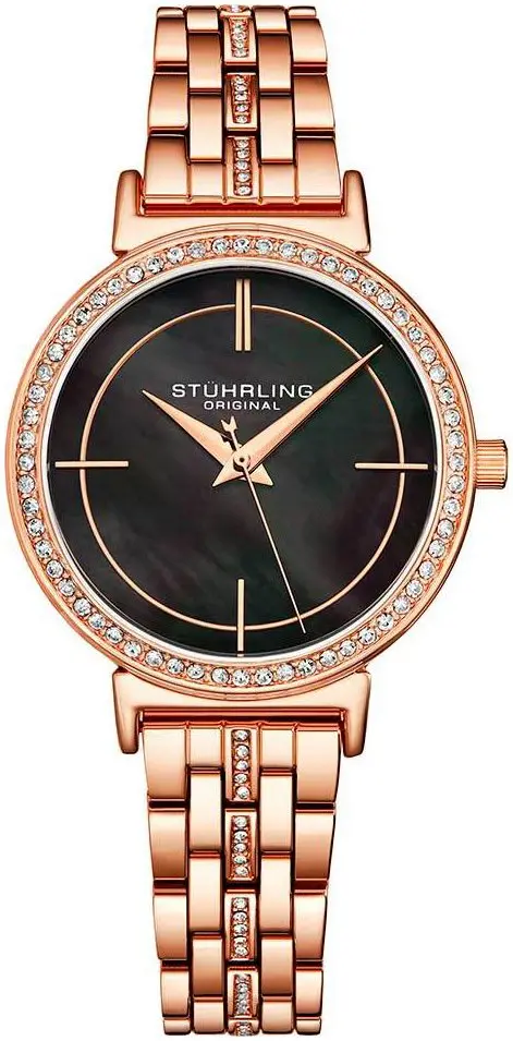 Stührling Original Stührling Original Dameklokke 3987.4 Symphony Sort/Rose-gulltonet