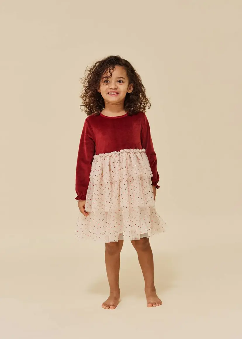 Konges Sløjd Konges Sløjd Belis Velvet Kjole Red Dahlia (80 / 1 år)
