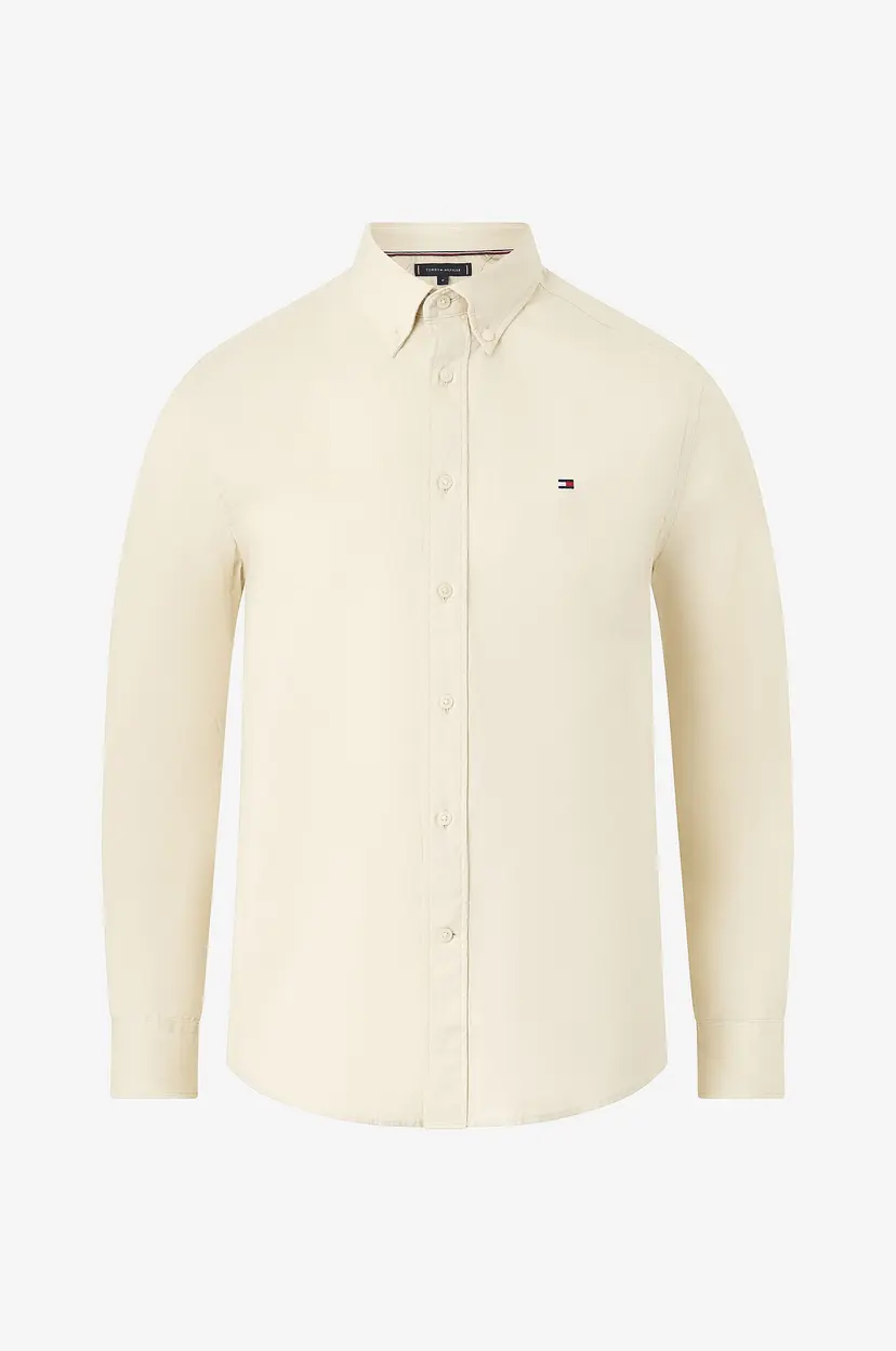 Tommy Hilfiger Skjorte Flex Poplin Solid RF - Beige