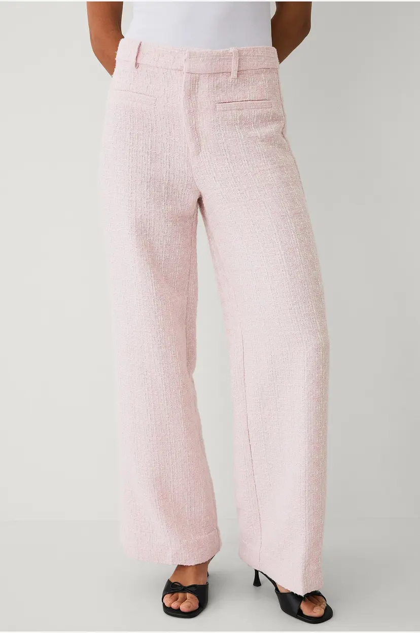 Ellos Collection Dressbukser med høy midje med brede bein - Rosa