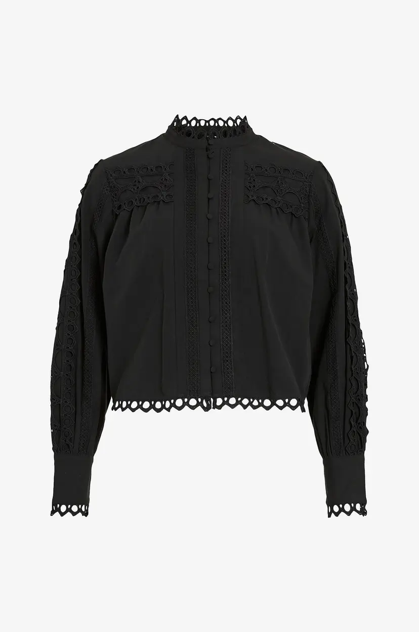 Rouge Edit Bluse rouMelanie LS High Neck - Svart