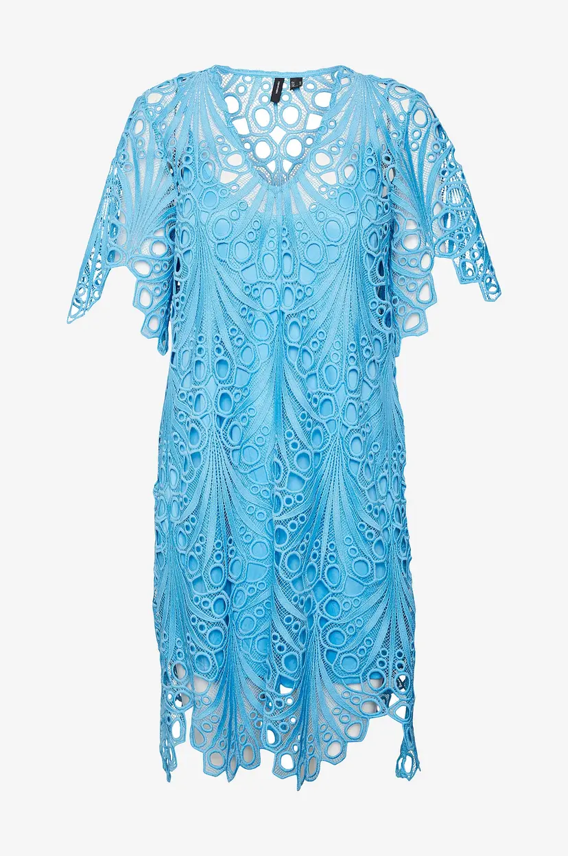 Vero Moda Blondekjole vmNikki Lace 2/4 Short Dress Wvn - Blå