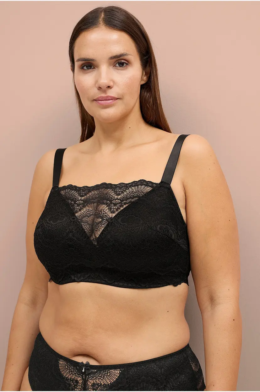 Ellos Plus collection Polstre spile-BH i blonder - Svart