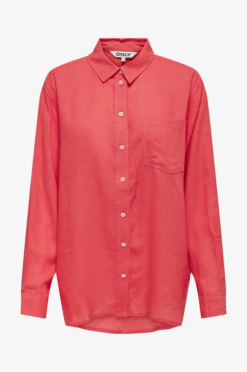 ONLY Skjorte onlTokyo L/S Linen Blend Shirt - Rød