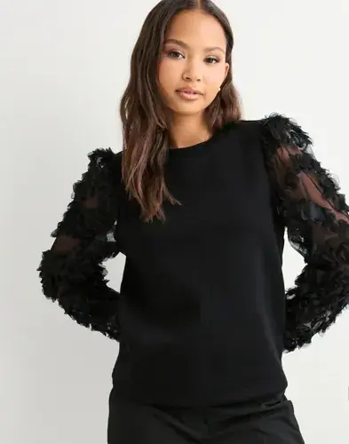 ONLY Only - Svart - Onllavin L/S O-Neck Mix Swt