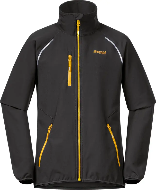 Bergans Bergans Girls' Sjoa Light Softshell Jacket Solid Charcoal/Light Golden Yellow