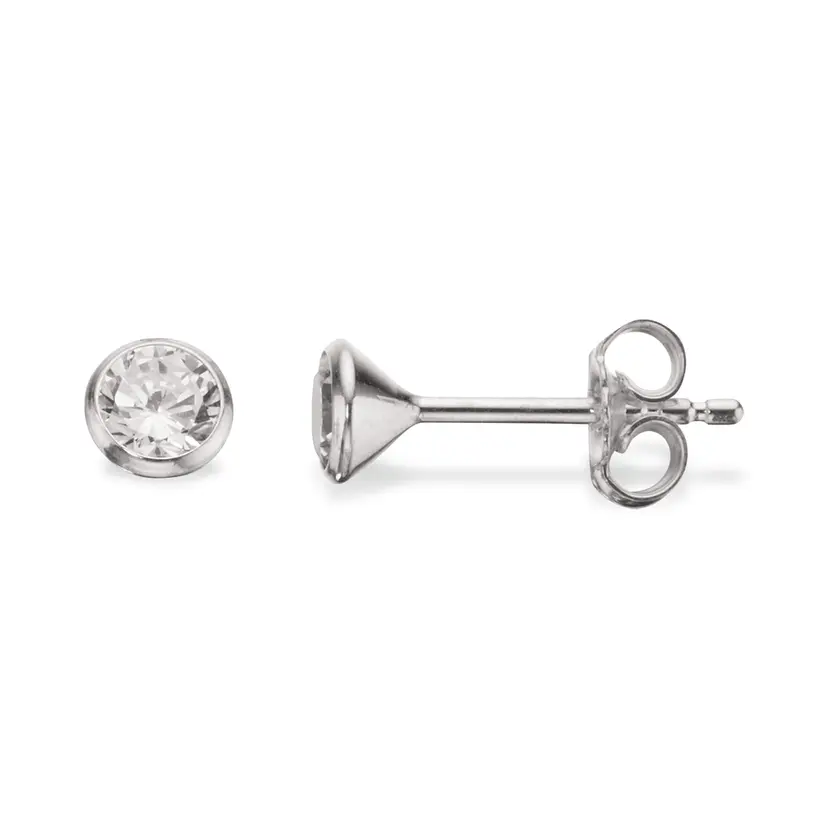 Scrouples Scrouples - Sølv øreringe med klare zirkonia sten, 4mm - 112052s