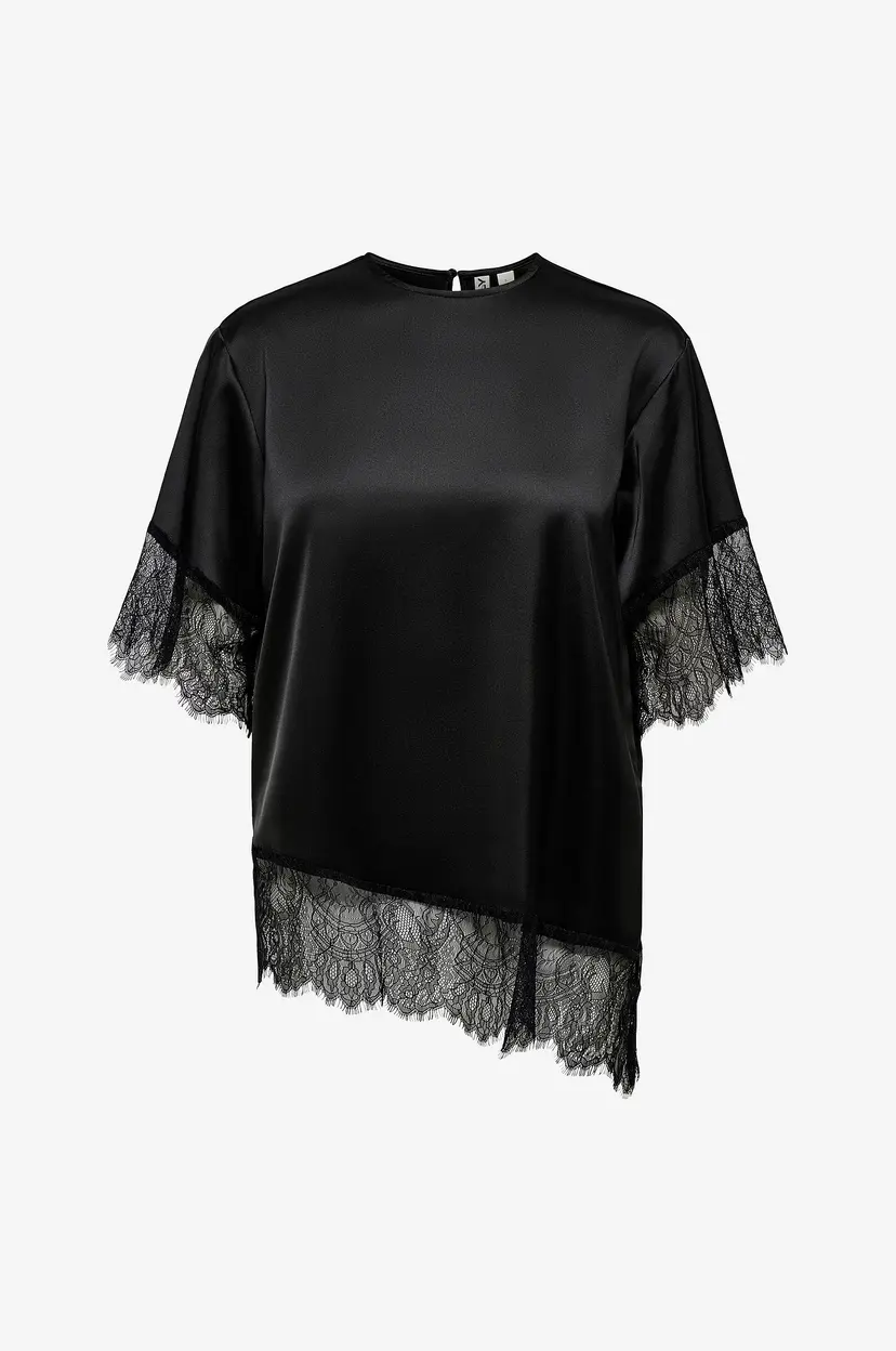 ONLY Bluse Onlindona 2/4 Satin Lace Top Wvn - Svart