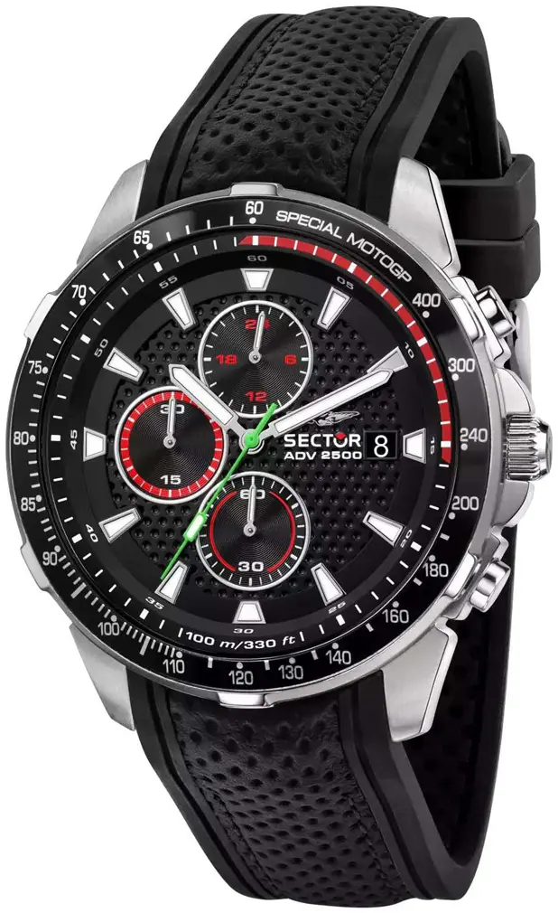 Sector Sector Herreklokke R3271643003 Adv2500 Sort/Gummi Ø43 mm