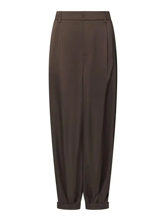Neo Noir Neo Noir - Fayla Drapy Satin Balloon Pants - Dark Brown