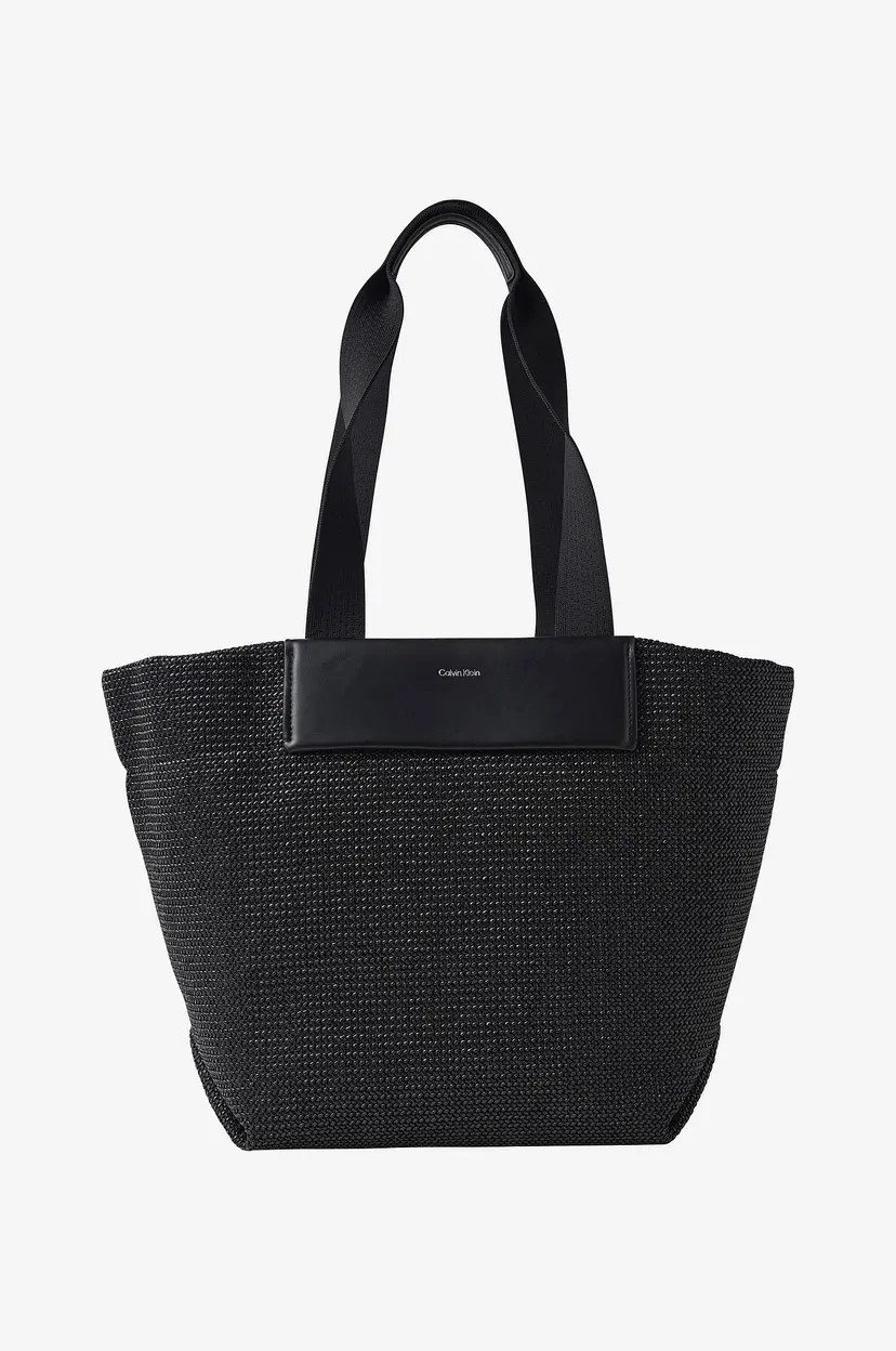 Calvin Klein Vesken CK Raffia Medium Shopper - Svart