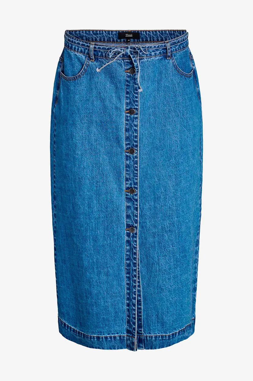 Zizzi Denim skjørt jMisha Button Blk - Blå