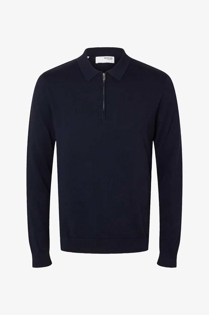 Selected Men Genser slhBerg LS Half Zip Polo - Blå